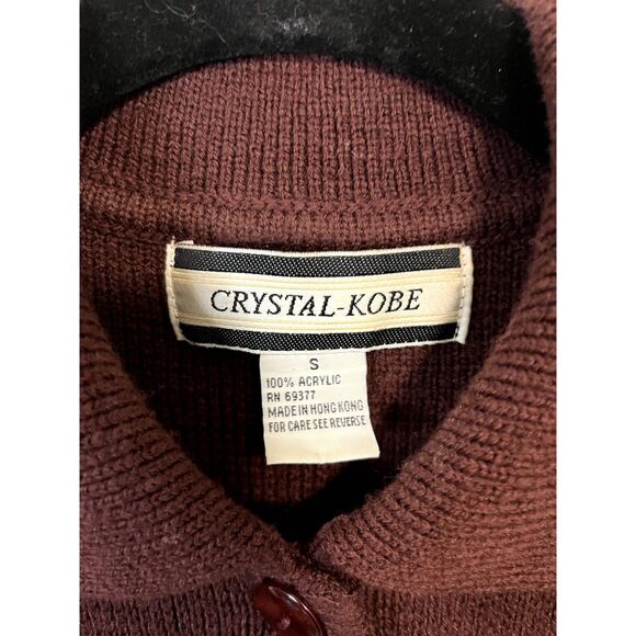 Vintage Crystal Kobe Embroidered Autumn Leaves Cardigan Sweater Size Small - Picture 3 of 6